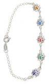 Pulseira folheado a prata com joaninhas coloridas
